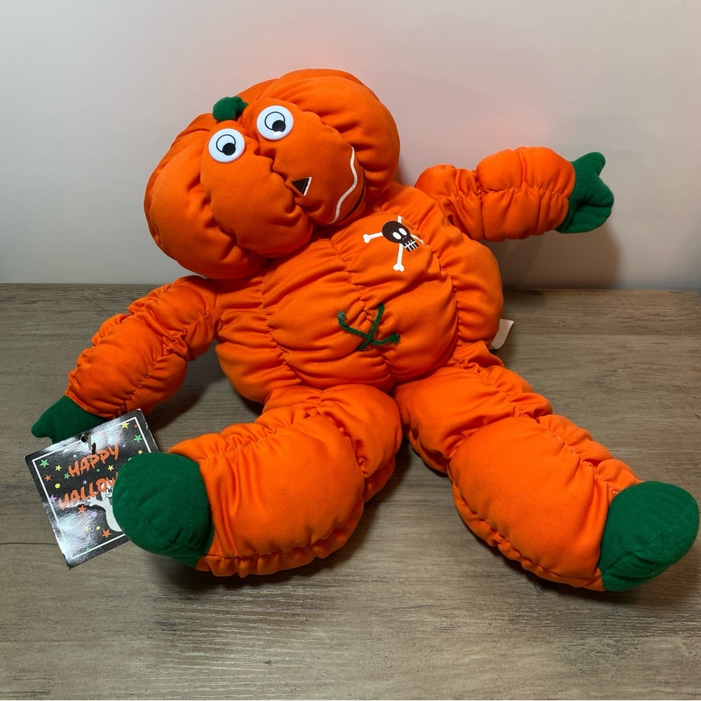 Plush Pumpkin Halloween Decor Vintage 1995